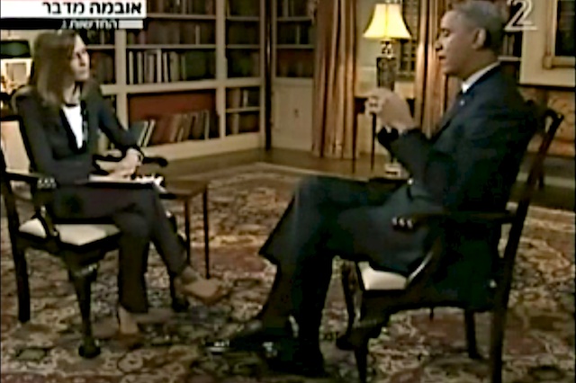 President Barack Obama op de Israëlische TV. Foto: Channel 2 TV.