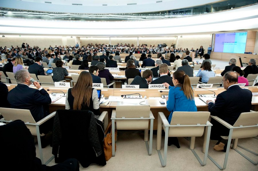 De stoel van Israël bij de VN Mensenrechtenraad in Genève bleef eerder dit jaar nog leeg. Foto: Jean-Marc Ferré - VN Genève. 