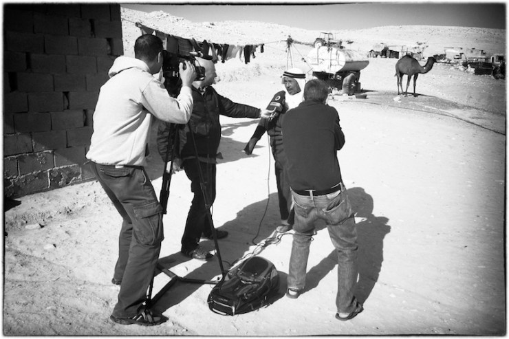 Een Palestijn op de Westoever staat de media te woord. Foto: © Alfred Muller.