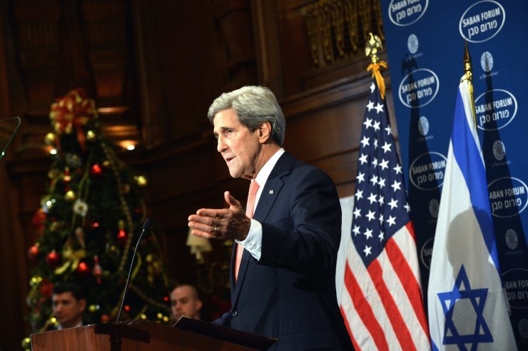 Foto: Op het Saban Forum liet Kerry weten met een kaderplan te willen komen. Foto: State Department.