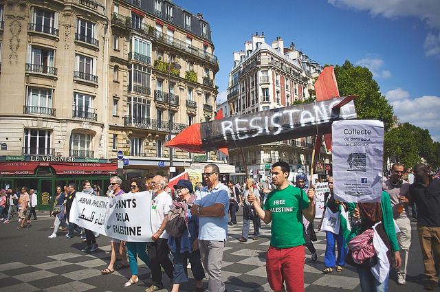 Bij een pro-Gaza manifestatie in Frankrijk. Foto: Mourad DACHRAOUI / CC Flickr. 
