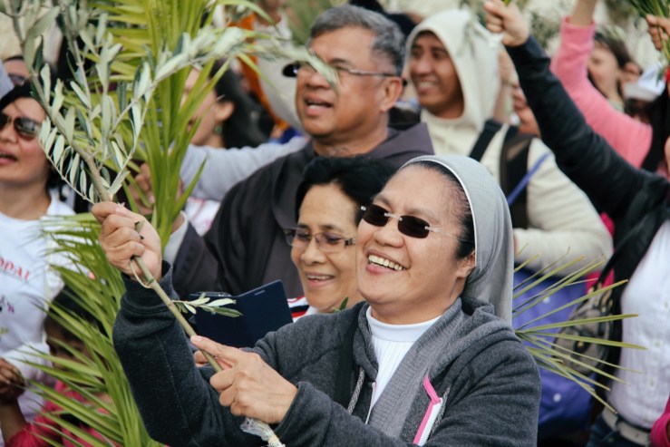 Palmesøndag 20.3.2016 nonne med palmegren (V.N.)
